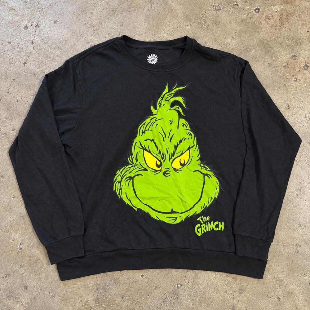 The Grinch Big Face Black Graphic Crewneck XXL